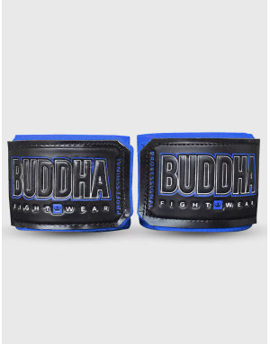 Blue semi-elastic Buddha bandages, with Velcro and breathable. Protect your hands with a firm fit in your favourite sport.