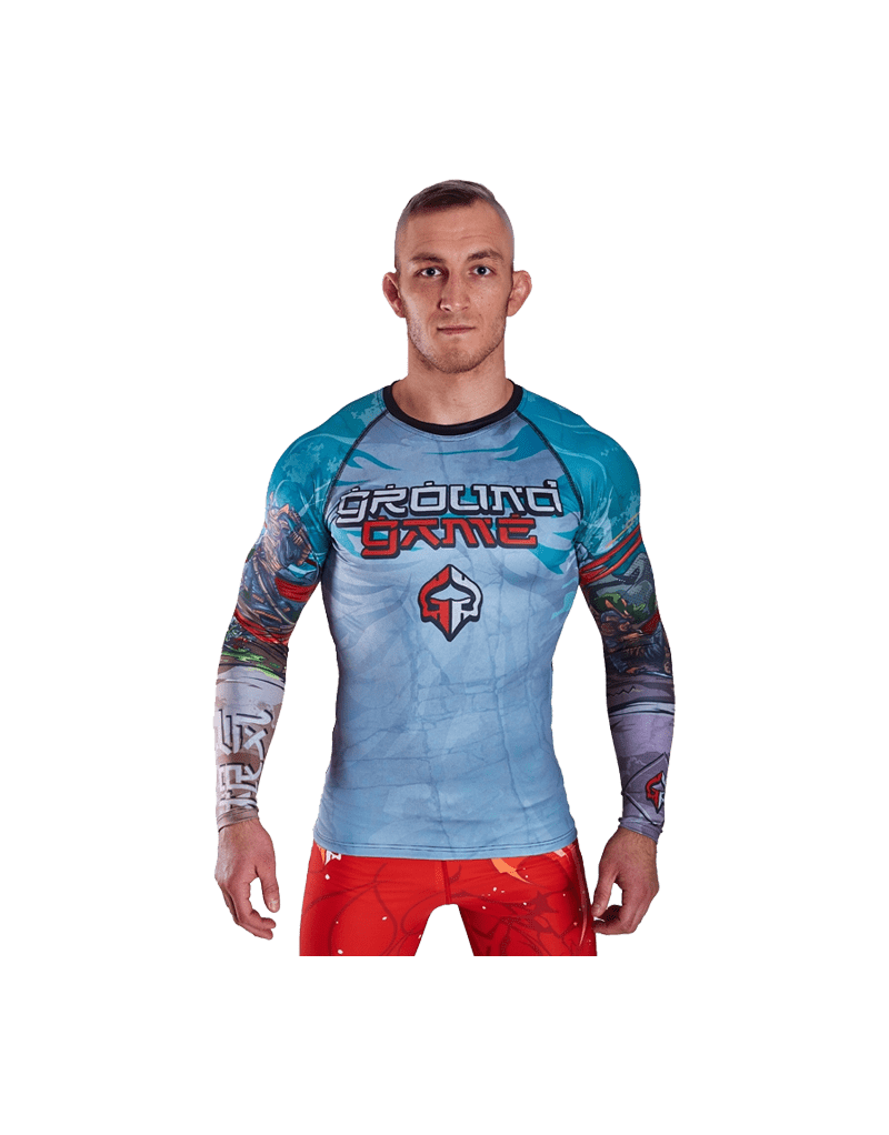 Tokyo Blue Long-Sleeve Ground Game Rashguard | BJJ and Grappling | Il Coliseum