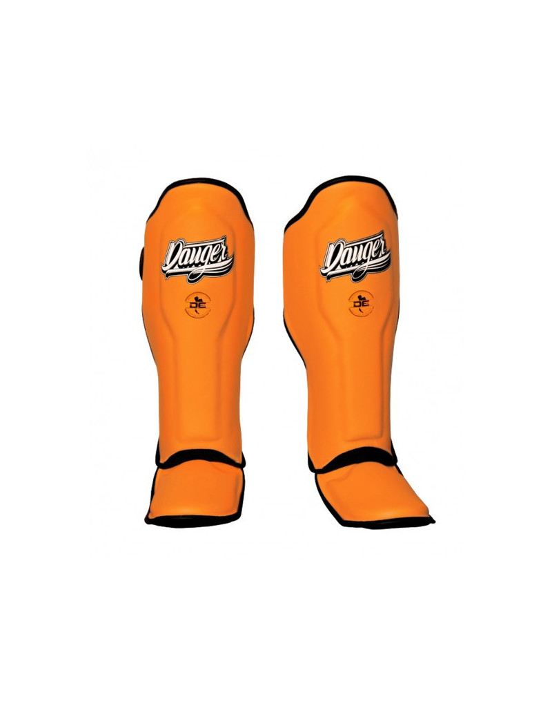 Danger Super Max Neon Orange Shin Guards | Muay Thai and Kickboxing