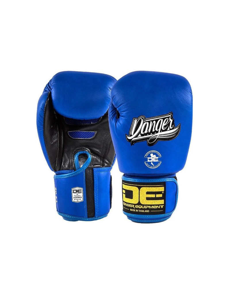 Guantes de Boxeo de Piel Danger Super Max Azul Negro | Boxeo y Muay Thai