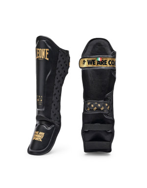 Leone 1947 DNA GEL Black Shin Guards | Professional Muay Thai Protection