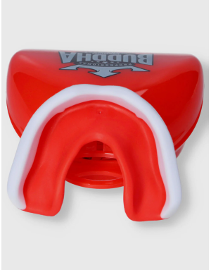 Red Buddha Vampire mouthguard. Proper fit, with double layer of gel and includes a case.