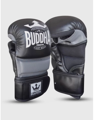 Epic MMA Buddha Black/Grey Gloves. GS-3 series with gel, premium microfibre and improved ventilation. Training and competition.