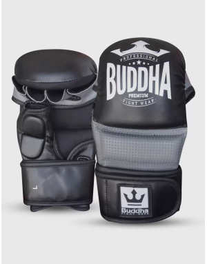 Epic MMA Buddha Black/Grey Gloves. GS-3 series with gel, premium microfibre and improved ventilation. Training and competition.