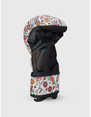 Buddha Mexican MMA gloves. Old school design with skulls and flowers. Perfect for your training days.