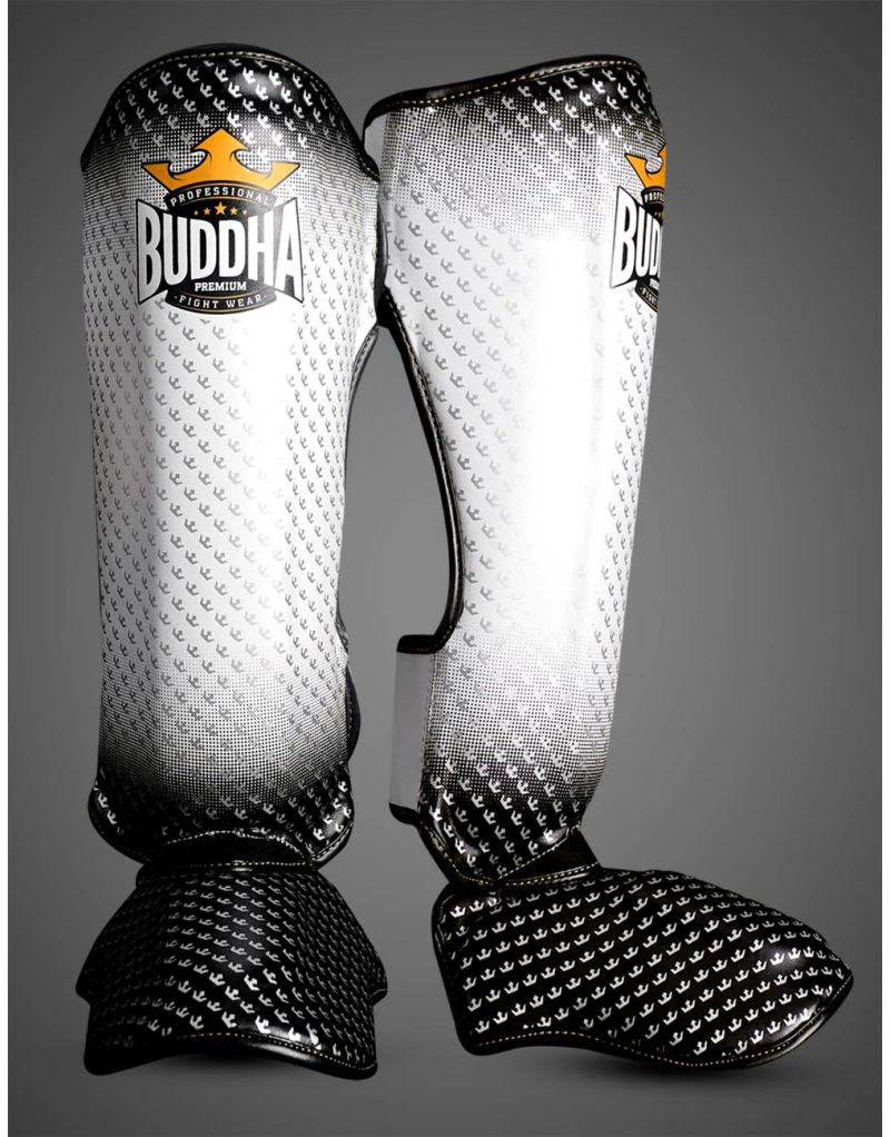Espinilleras Buddha Titanium Blancas | Muay Thai y Kick Boxing