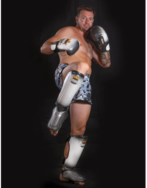 White Buddha Titanium Shin Guards | Muay Thai and Kickboxing