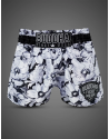 Buddha Colors Trike Noir Blossom Muay Thai Shorts | Floral Design