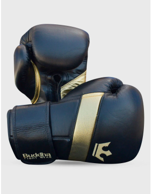 Guantes de Boxeo Epic Negros de piel. Diseño ergonómico, acolchado GS-4 y doble velcro, para una protección máxima.