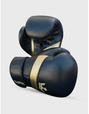 Guantes de Boxeo Epic Negros de piel. Diseño ergonómico, acolchado GS-4 y doble velcro, para una protección máxima.