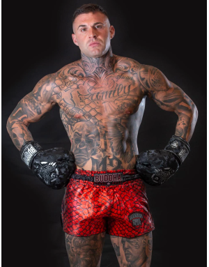Buddha Army Black. Premium synthetic leather boxing gloves.