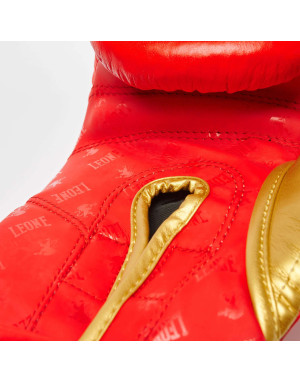 Leone 1947 DNA Red and Gold Boxing Gloves | Genuine Leather, NO SHOCK Technology and Professional Fit for Boxing and Kickboxing.