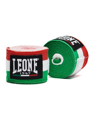 Leone 1947 3.5m Italian Tricolour Boxing Bandages | Il Coliseum | Semi-elastic cotton with Velcro, designed for boxing and Muay