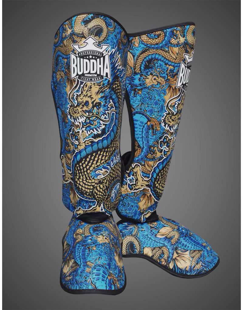 Buddha Dragon Blue Shin Guards | Muay Thai, Kickboxing and MMA.