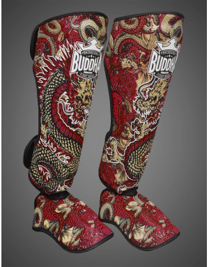 Espinilleras Buddha Dragon Rojas | Muay Thai, Kick Boxing y MMA