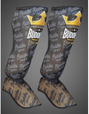 Buddha Top Premium Black Shin Guards | Muay Thai, Kickboxing and MMA