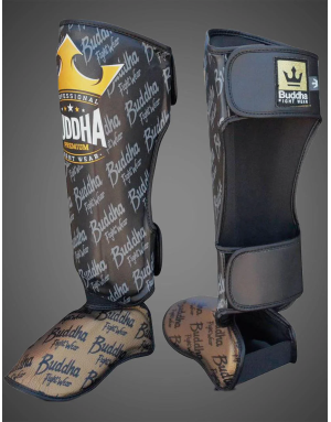Buddha Top Premium Black Shin Guards | Muay Thai, Kickboxing and MMA