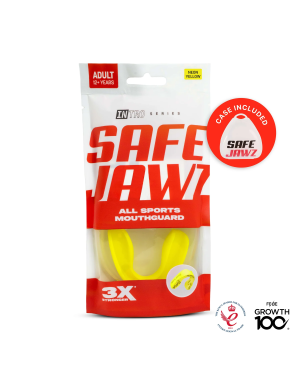 Safejawz Intro Series Amarillo Fluor – Protector Bucal Ajustable y Seguro para Boxeo, Muay Thai y MMA