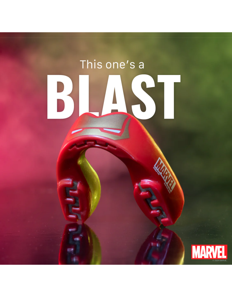Protector Bucal Safejawz Marvel Iron Man – Tecnología Avanzada, Doble Capa y Ajuste Fluid Fit™ de Alto Rendimiento