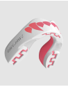 Safejawz Extro Series Pink Fangz mouthguard with pink design featuring shark fangs, maximum comfort and professional protection.