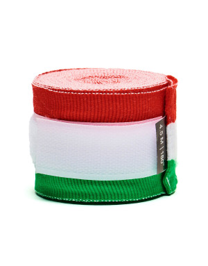 Vendas de Boxeo Leone 1947 4,5m Tricolor Italia | Il Coliseum | Algodón Semi-elástico con Velcro Diseñas para Boxeo y Muay thai