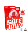 Safejawz Extro Series Pink Fangz mouthguard with pink design featuring shark fangs, maximum comfort and professional protection.